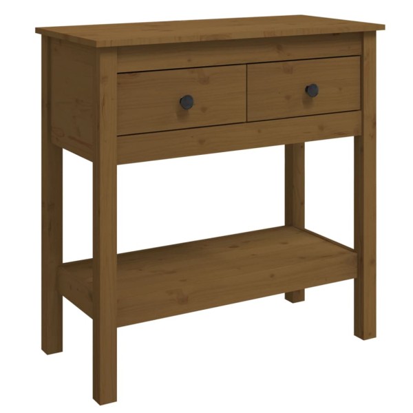 Mesa consola de madera maciza de pino marrón miel 75x35x75 cm Mesa consola de madera maciza de pino marrón miel 75x35x75 cm