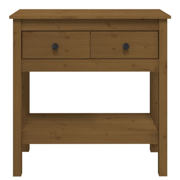 Mesa consola de madera maciza de pino marrón miel 75x35x75 cm Mesa consola de madera maciza de pino marrón miel 75x35x75 cm