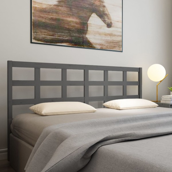 Cabecero de cama madera maciza de pino gris 205,5x4x100 cm Cabecero de cama madera maciza de pino gris 205,5x4x100 cm