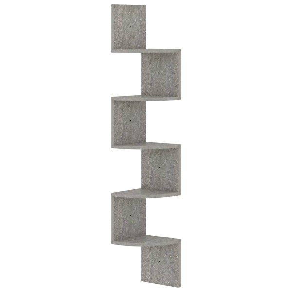 Estante de esquina de pared madera de ingeniería gris hormigón Estante de esquina de pared madera de ingeniería gris hormigón