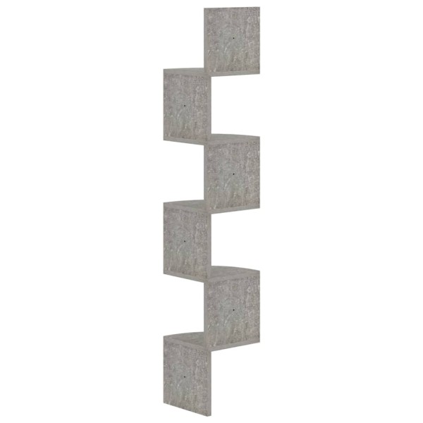 Estante de esquina de pared madera de ingeniería gris hormigón Estante de esquina de pared madera de ingeniería gris hormigón