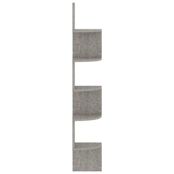 Estante de esquina de pared madera de ingeniería gris hormigón Estante de esquina de pared madera de ingeniería gris hormigón