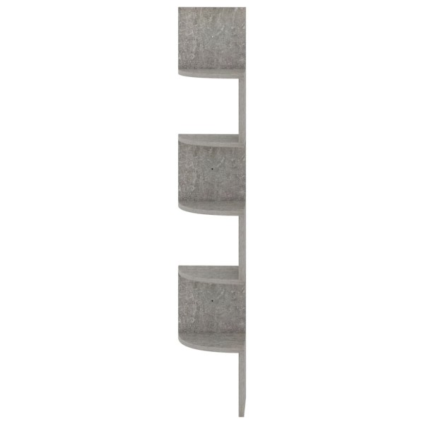 Estante de esquina de pared madera de ingeniería gris hormigón Estante de esquina de pared madera de ingeniería gris hormigón