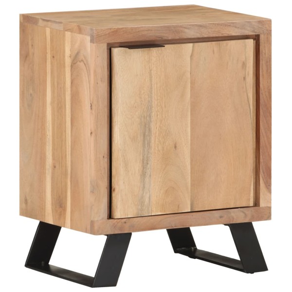 Mesita de noche madera maciza acacia borde natural 40x30x50 cm Mesita de noche madera maciza acacia borde natural 40x30x50 cm