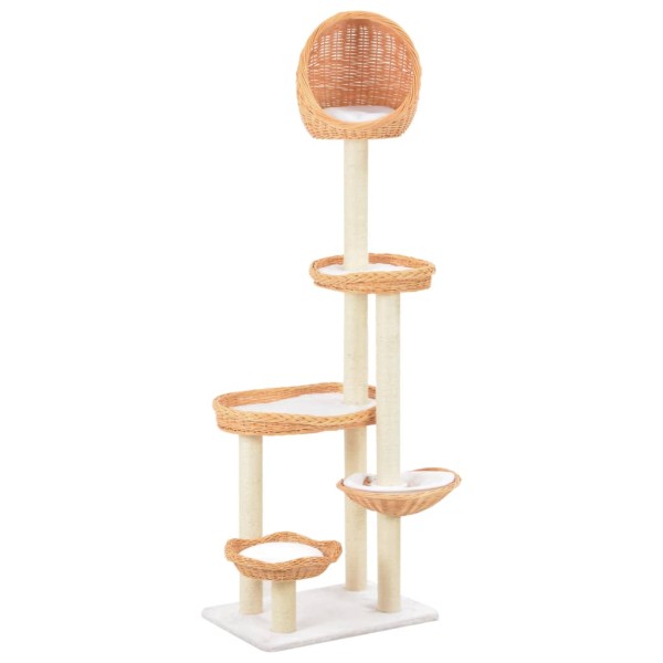 Rascador para gatos con poste de sisal madera natural de sauce Rascador para gatos con poste de sisal madera natural de sauce