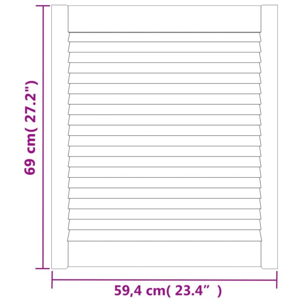 Puerta de armario lamas 2 uds madera pino blanco 69x59,4 cm Puerta de armario lamas 2 uds madera pino blanco 69x59,4 cm