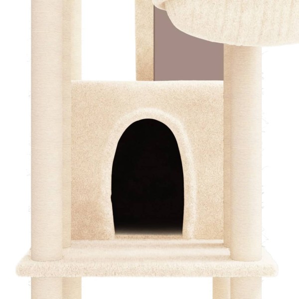 Rascador para gatos con postes de sisal color crema 201 cm Rascador para gatos con postes de sisal color crema 201 cm