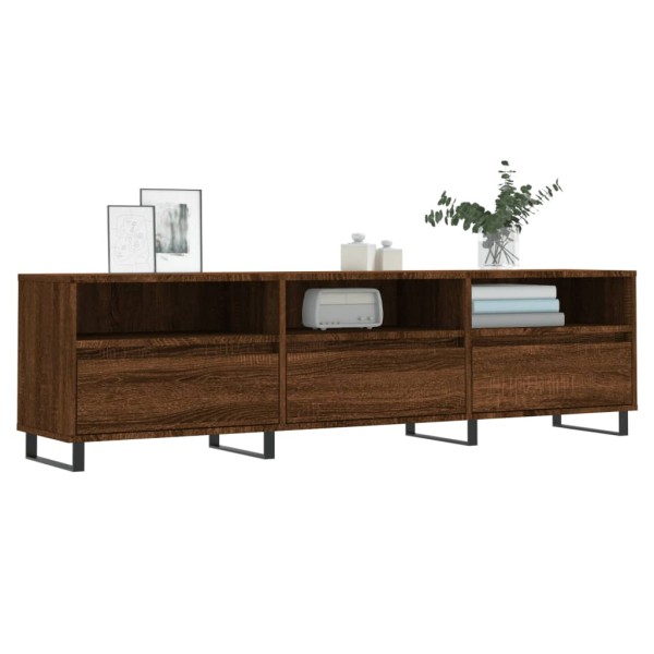 Mueble de TV madera contrachapada roble marrón 150x30x44,5 cm Mueble de TV madera contrachapada roble marrón 150x30x44,5 cm