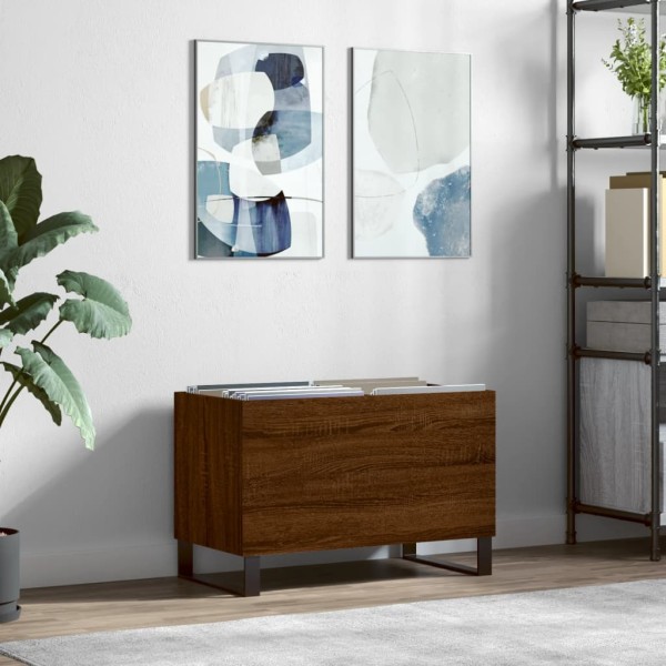 Mueble discos madera contrachapada roble marrón 74,5x38x48 cm Mueble discos madera contrachapada roble marrón 74,5x38x48 cm