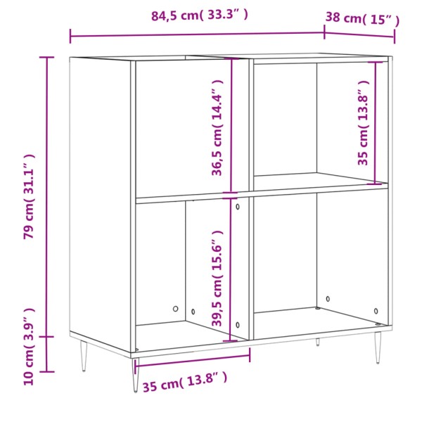 Mueble discos madera contrachapada gris Sonoma 84,5x38x89 cm Mueble discos madera contrachapada gris Sonoma 84,5x38x89 cm