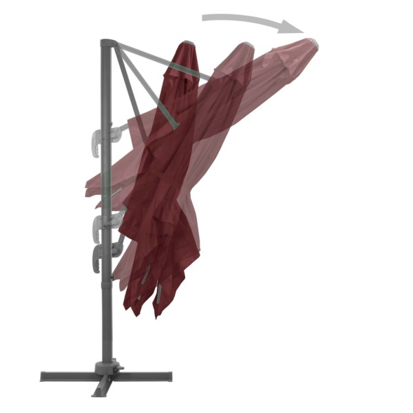 Sombrilla voladiza con poste de aluminio rojo burdeos 400x300cm Sombrilla voladiza con poste de aluminio rojo burdeos 400x300cm