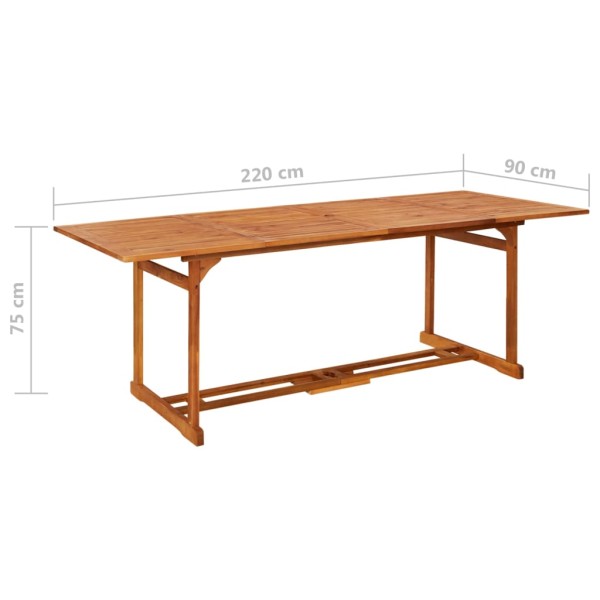 Mesa de comedor jardín 220x90x75 cm madera maciza de acacia Mesa de comedor jardín 220x90x75 cm madera maciza de acacia