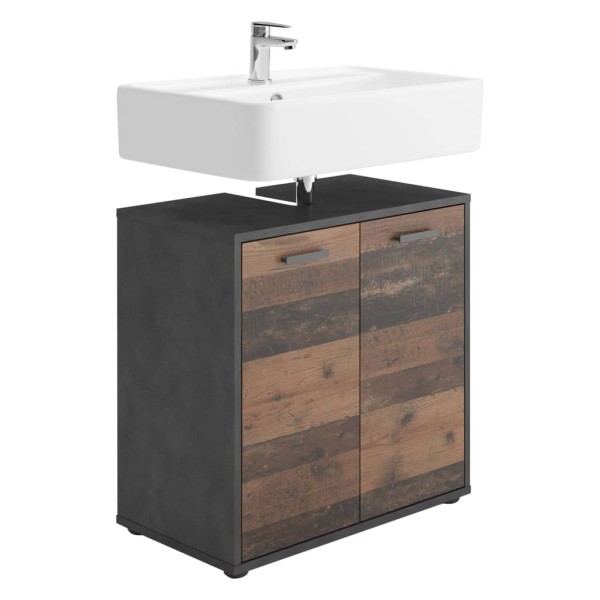FMD Armario para lavabo de baño con 2 puertas matera oscuro old FMD Armario para lavabo de baño con 2 puertas matera oscuro old