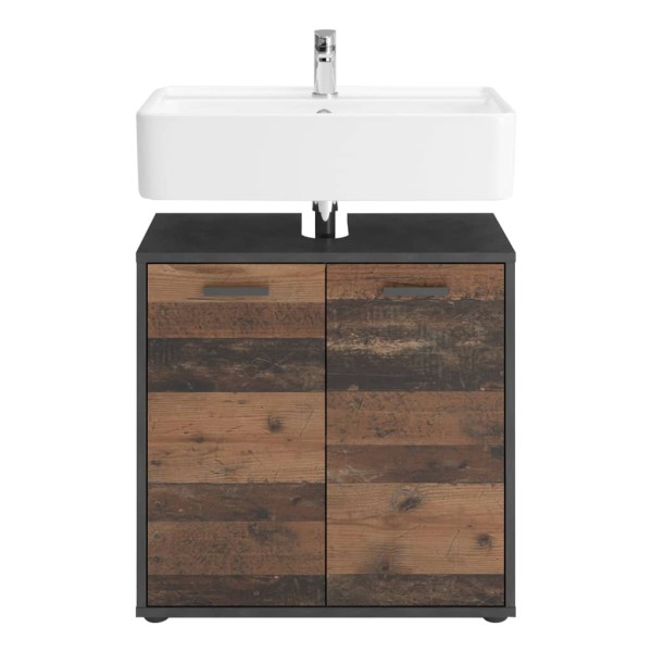 FMD Armario para lavabo de baño con 2 puertas matera oscuro old FMD Armario para lavabo de baño con 2 puertas matera oscuro old