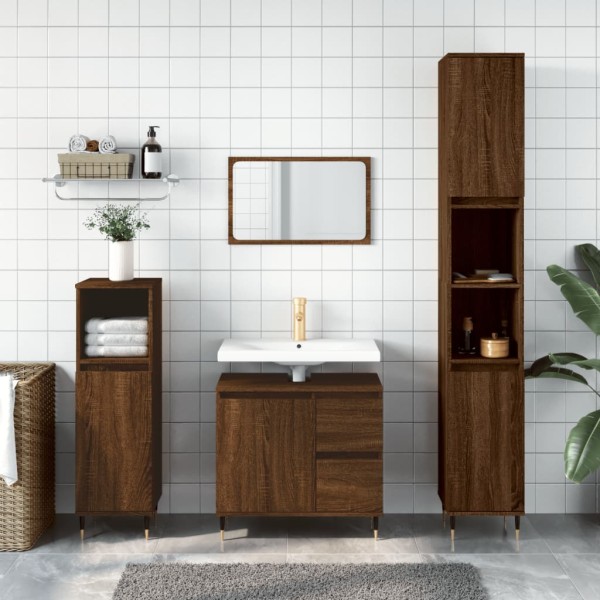 Armario de baño madera contrachapada roble marrón 30x30x190 cm Armario de baño madera contrachapada roble marrón 30x30x190 cm