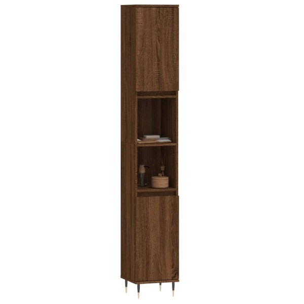 Armario de baño madera contrachapada roble marrón 30x30x190 cm Armario de baño madera contrachapada roble marrón 30x30x190 cm