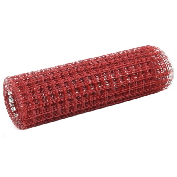 Alambrada de gallinero acero revestimiento PVC rojo 10x0,5 m Alambrada de gallinero acero revestimiento PVC rojo 10x0,5 m