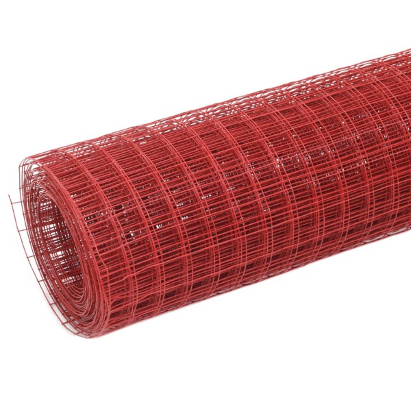 Alambrada de gallinero acero revestimiento PVC rojo 10x0,5 m Alambrada de gallinero acero revestimiento PVC rojo 10x0,5 m