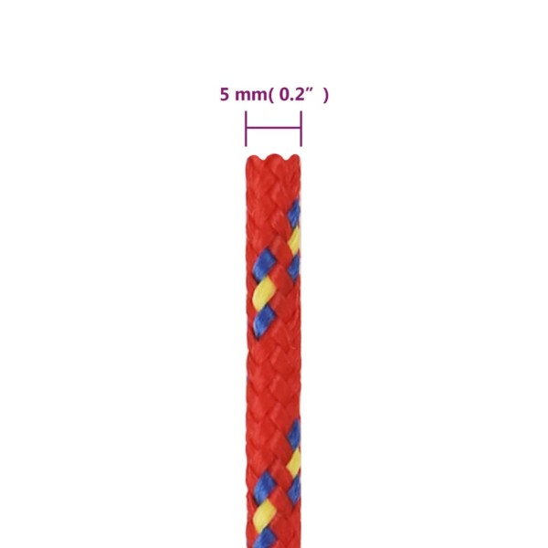 Cuerda de barco polipropileno rojo 5 mm 50 m Cuerda de barco polipropileno rojo 5 mm 50 m