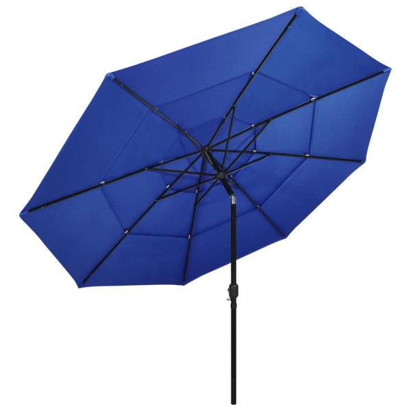 Sombrilla de 3 niveles con poste de aluminio azul 3,5 m Sombrilla de 3 niveles con poste de aluminio azul 3,5 m