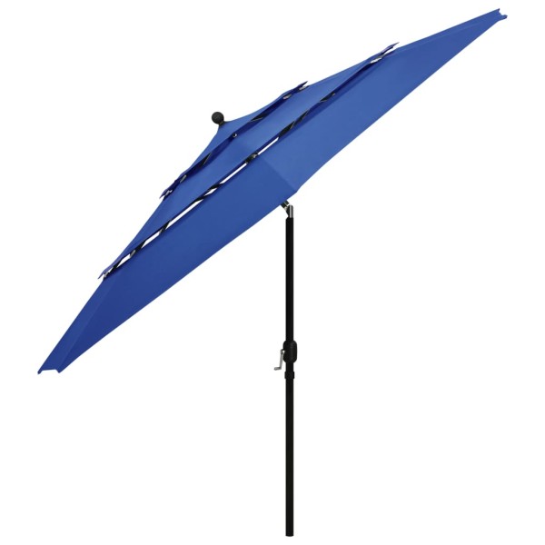 Sombrilla de 3 niveles con poste de aluminio azul 3,5 m Sombrilla de 3 niveles con poste de aluminio azul 3,5 m
