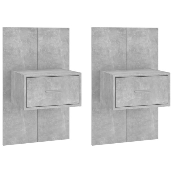 Mesitas de noche de pared 2 unidades color gris hormigón Mesitas de noche de pared 2 unidades color gris hormigón