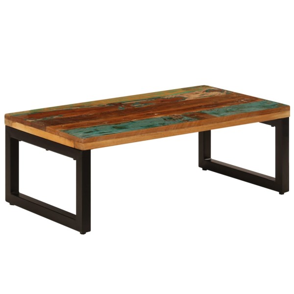 Mesa de centro de madera maciza reciclada y acero 100x50x35 cm Mesa de centro de madera maciza reciclada y acero 100x50x35 cm
