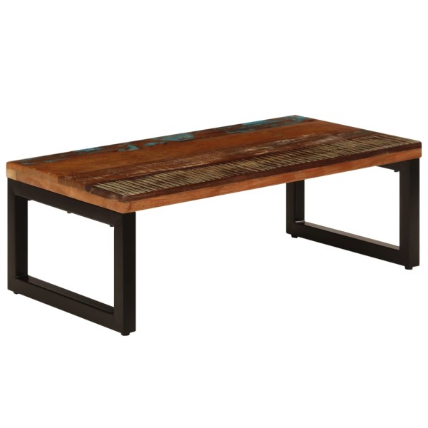 Mesa de centro de madera maciza reciclada y acero 100x50x35 cm Mesa de centro de madera maciza reciclada y acero 100x50x35 cm