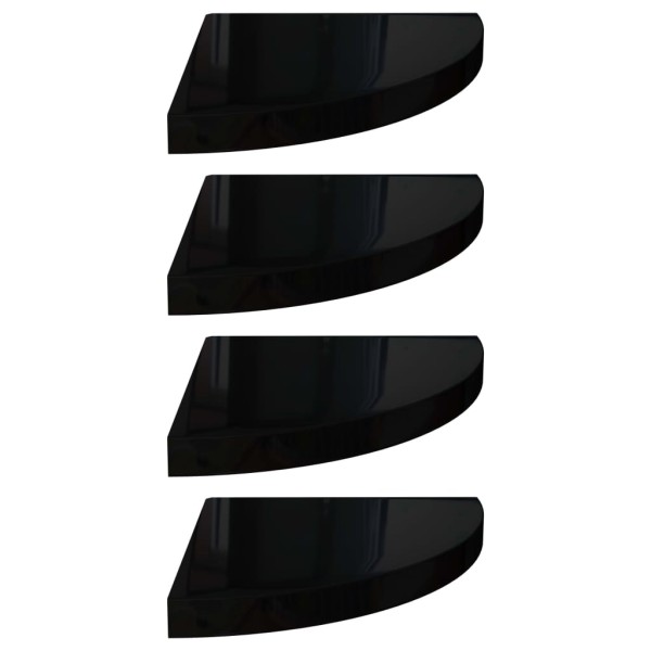 Estantes flotantes esquina 4 uds MDF negro brillo 35x35x3,8 cm Estantes flotantes esquina 4 uds MDF negro brillo 35x35x3,8 cm