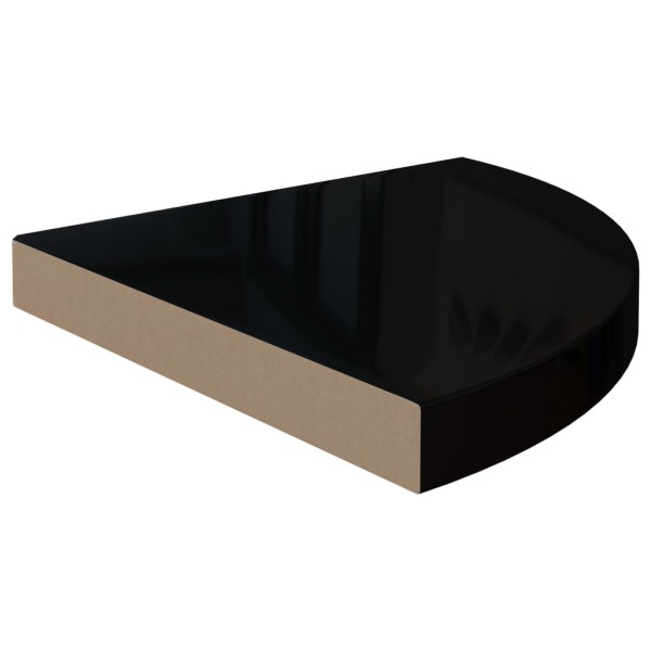 Estantes flotantes esquina 4 uds MDF negro brillo 35x35x3,8 cm Estantes flotantes esquina 4 uds MDF negro brillo 35x35x3,8 cm
