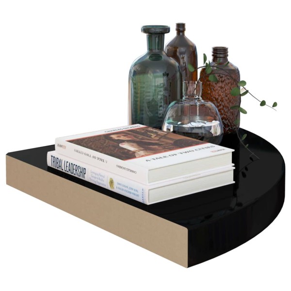 Estantes flotantes esquina 4 uds MDF negro brillo 35x35x3,8 cm Estantes flotantes esquina 4 uds MDF negro brillo 35x35x3,8 cm