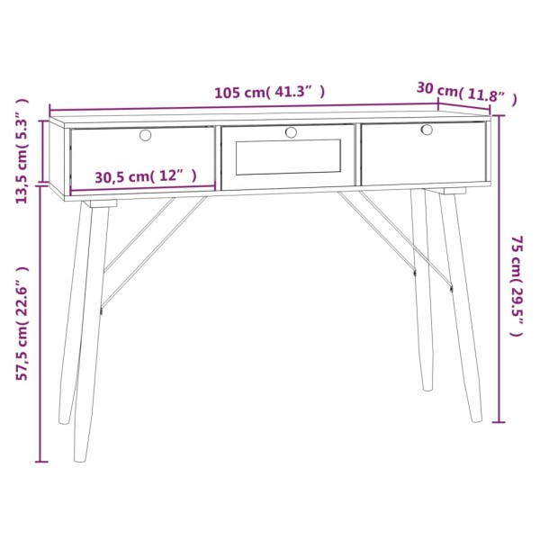 Mesa consola con cajones madera contrachapada 105x30x75 cm Mesa consola con cajones madera contrachapada 105x30x75 cm
