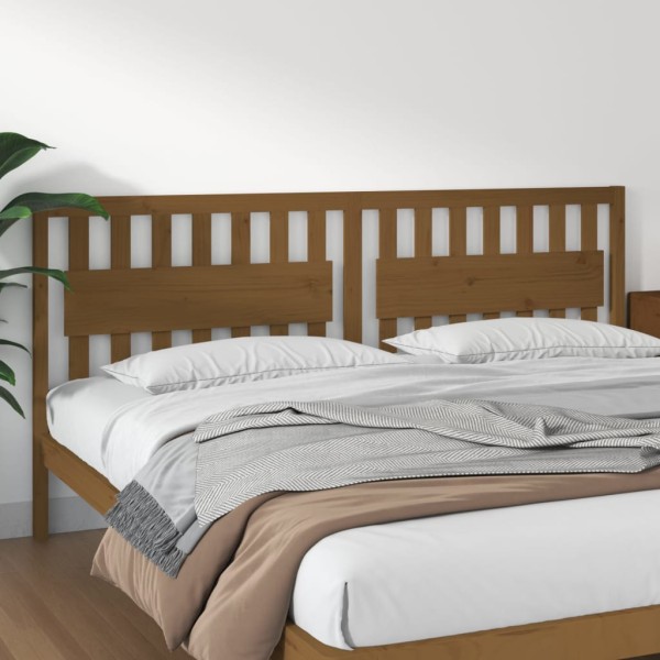 Cabecero de cama madera maciza de pino marrón miel 205x4x100 cm Cabecero de cama madera maciza de pino marrón miel 205x4x100 cm