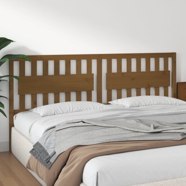 Cabecero de cama madera maciza de pino marrón miel 205x4x100 cm Cabecero de cama madera maciza de pino marrón miel 205x4x100 cm