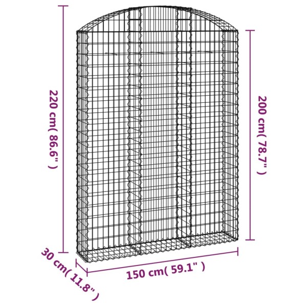 Cesta gaviones forma arco hierro galvanizado 150x30x200/220 cm Cesta gaviones forma arco hierro galvanizado 150x30x200/220 cm