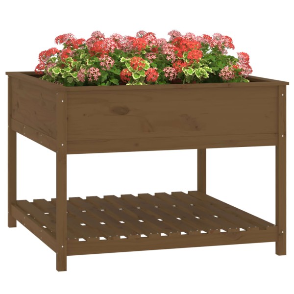 Jardinera y estante madera maciza pino marrón 111,5x111,5x81 cm Jardinera y estante madera maciza pino marrón 111,5x111,5x81 cm