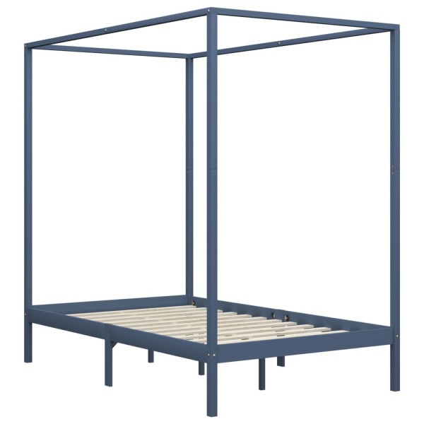 Estructura de cama con dosel madera maciza pino gris 140x200 cm Estructura de cama con dosel madera maciza pino gris 140x200 cm