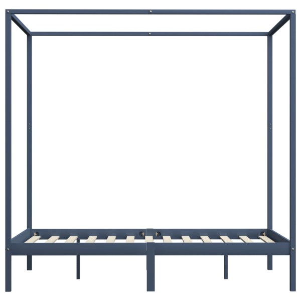 Estructura de cama con dosel madera maciza pino gris 140x200 cm Estructura de cama con dosel madera maciza pino gris 140x200 cm