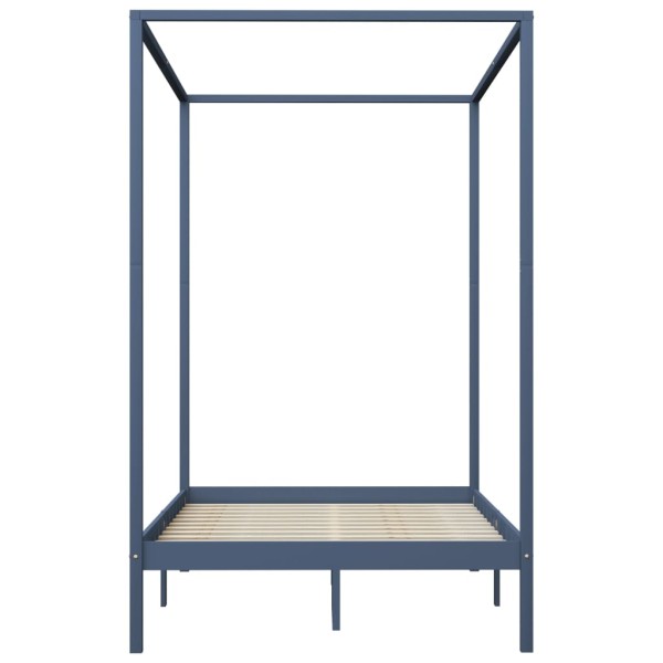 Estructura de cama con dosel madera maciza pino gris 140x200 cm Estructura de cama con dosel madera maciza pino gris 140x200 cm