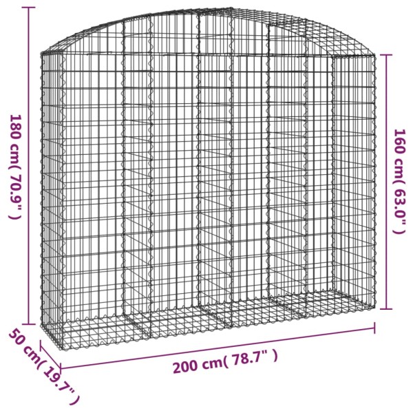 Cesta gaviones forma arco hierro galvanizado 200x50x160/180 cm Cesta gaviones forma arco hierro galvanizado 200x50x160/180 cm