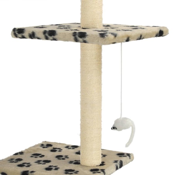 Rascador para gatos con postes de sisal huellas beige 260 cm Rascador para gatos con postes de sisal huellas beige 260 cm
