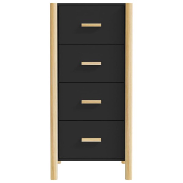 Aparador alto madera contrachapada negro 42x38x90 cm