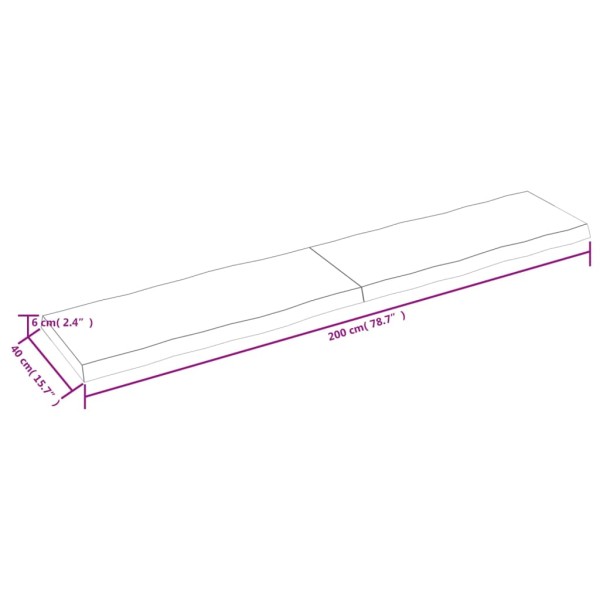 Tablero mesa madera tratada borde vivo marrón 200x40x(2-6) cm Tablero mesa madera tratada borde vivo marrón 200x40x(2-6) cm