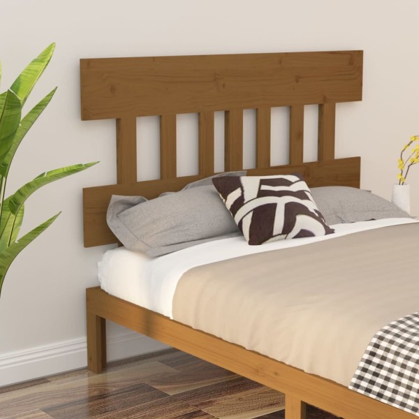 Cabecero de cama madera maciza pino marrón miel 203,5x3x81 cm Cabecero de cama madera maciza pino marrón miel 203,5x3x81 cm