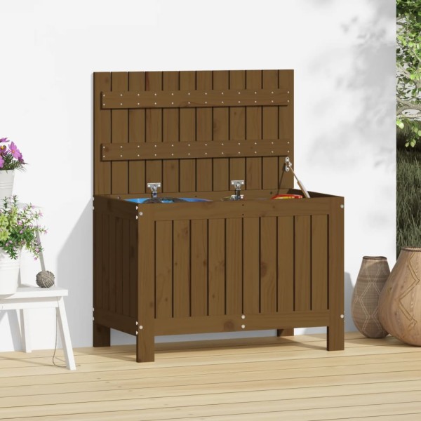 Caja de almacenaje jardín madera pino marrón miel 76x42,5x54 cm Caja de almacenaje jardín madera pino marrón miel 76x42,5x54 cm