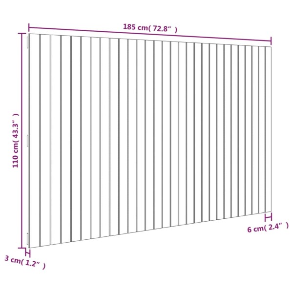 Cabecero de cama de pared madera maciza pino blanco 185x3x110cm Cabecero de cama de pared madera maciza pino blanco 185x3x110cm