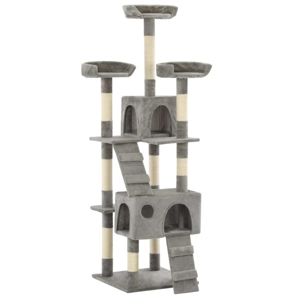 Rascador para gatos con poste rascador de sisal 170 cm gris Rascador para gatos con poste rascador de sisal 170 cm gris
