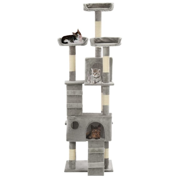 Rascador para gatos con poste rascador de sisal 170 cm gris Rascador para gatos con poste rascador de sisal 170 cm gris