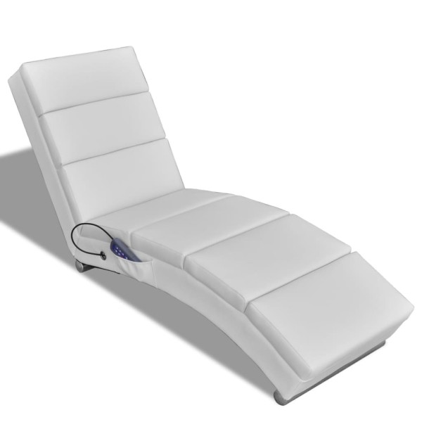 Tumbona de masaje reclinable de cuero sintético blanco Tumbona de masaje reclinable de cuero sintético blanco