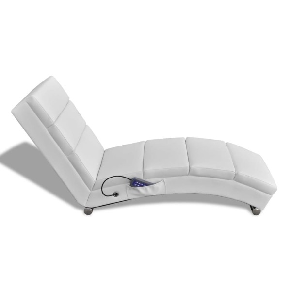 Tumbona de masaje reclinable de cuero sintético blanco Tumbona de masaje reclinable de cuero sintético blanco